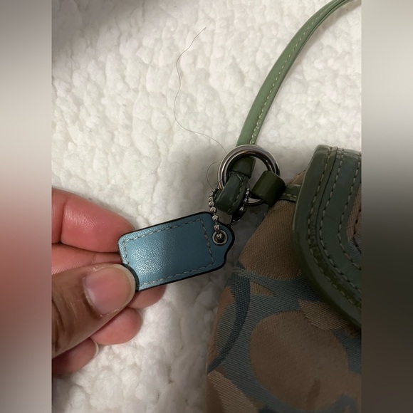 Vintage Coach Legacy Signature Jacquard Turn lock Wristlet Y2K Green Blue - Picture 5 of 8